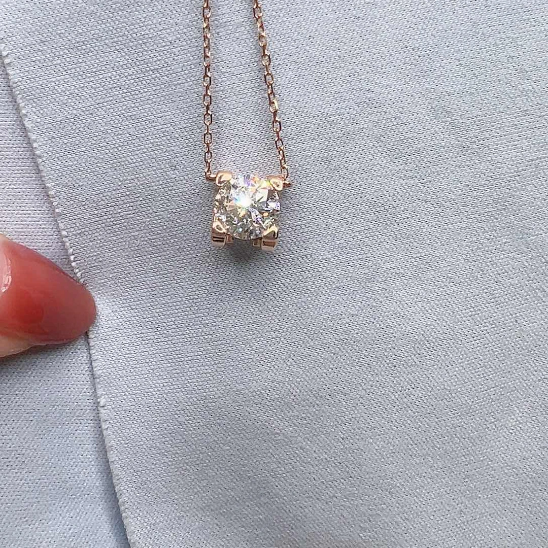 项链实验室培育钻石18K金镶嵌1.098克拉K玫瑰金牛头项链45cm