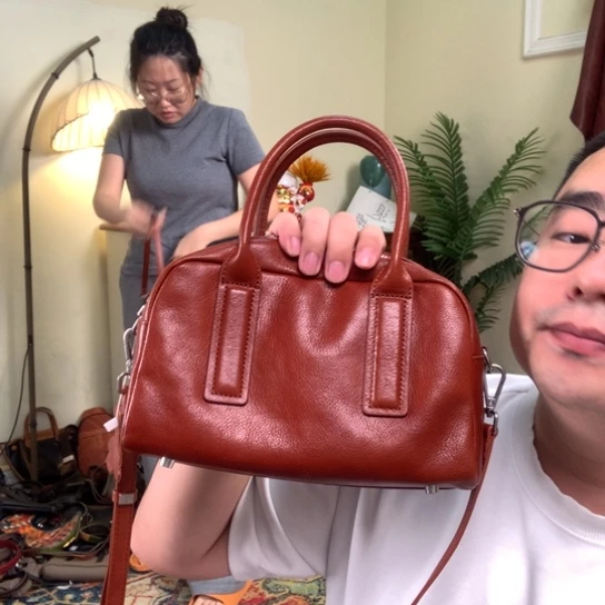 进口头层牛皮女包