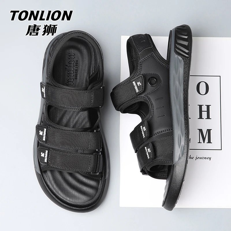 唐狮2025夏季新款凉鞋休闲魔术贴外穿拖鞋软底潮流运动沙滩鞋8116