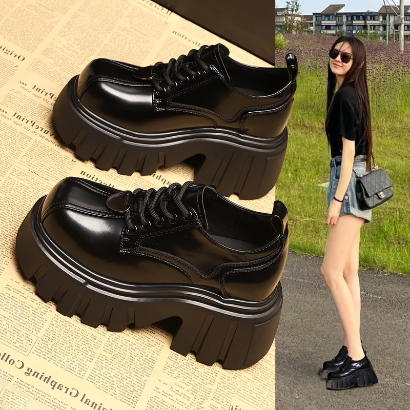 HS0017-51乐福鞋厚底新款松糕皮鞋女2025秋季新款内增高时尚单鞋