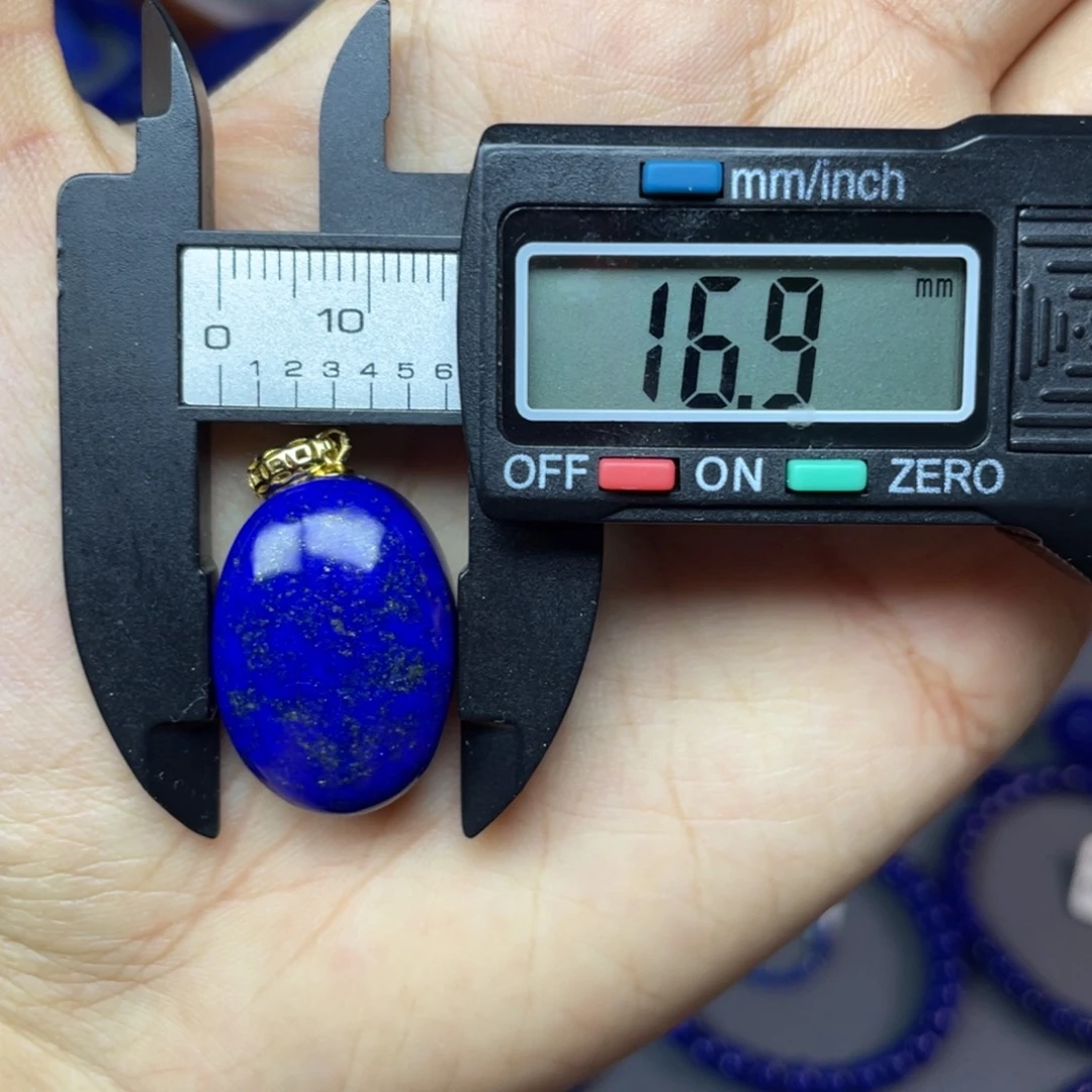 银S925镀金镶嵌青金石蛋面吊坠