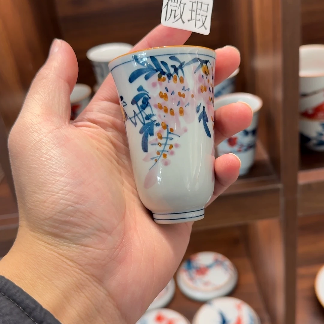 釉下手绘茶具微瑕