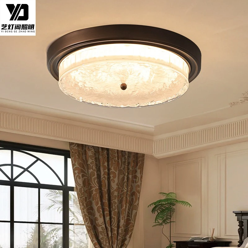 美式复古卧室灯中古风2025年新款房间吸顶灯铁艺大气走廊过道灯具