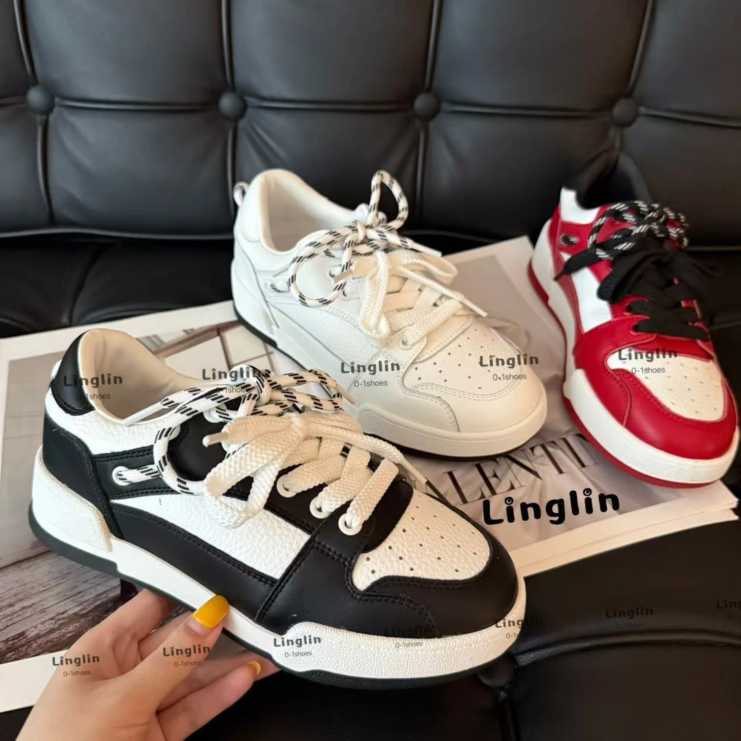 玲lin【新经典】25新款现代复古极简主义真皮板鞋休闲鞋