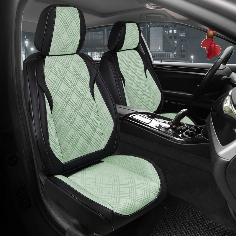 高端纳帕皮拼接冰丝布五座四季通用全包汽车座套