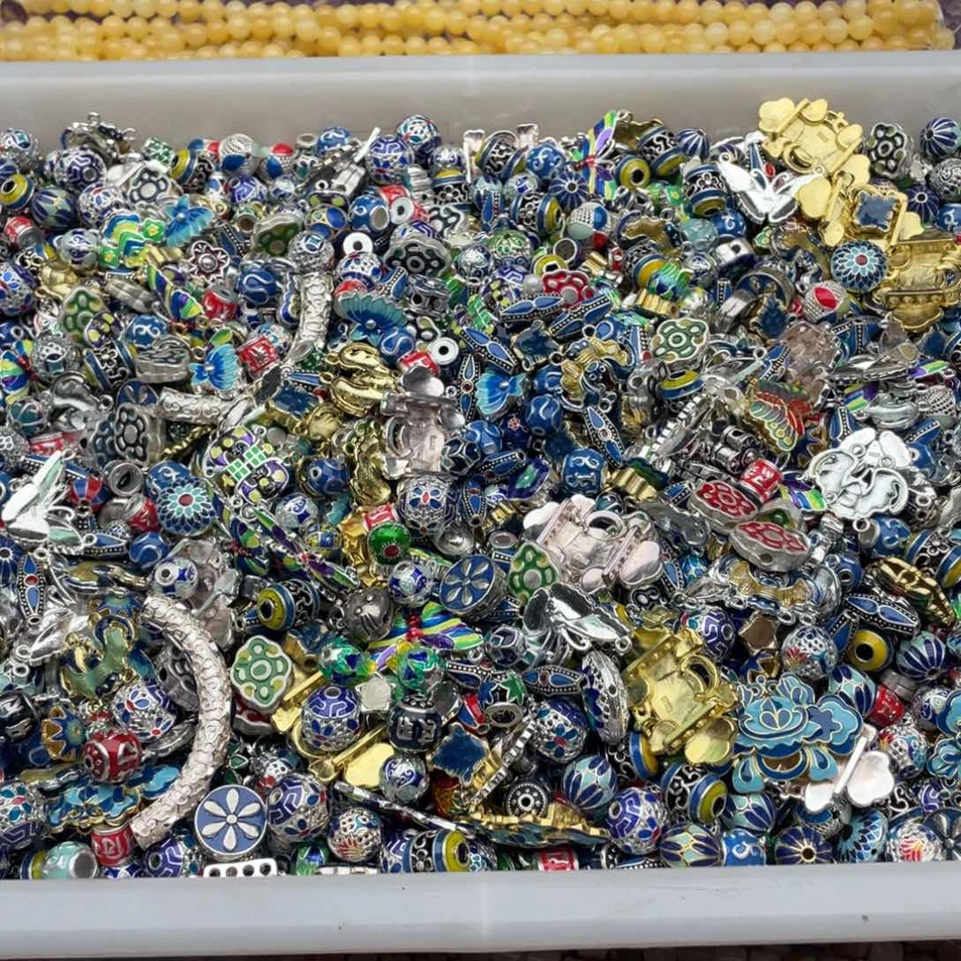 玛瑙/玉髓珠宝半成品未镶嵌六个装景泰蓝配件随机发