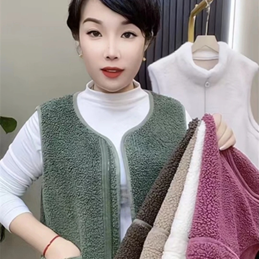 酷飒秋冬马甲女新款时尚洋气外套宽松大码小颗粒中老年保暖背心