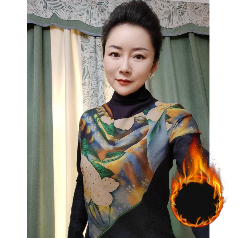 【主播推荐】加厚慕斯绒2025秋冬新款长袖半高领百搭洋气修身上衣女