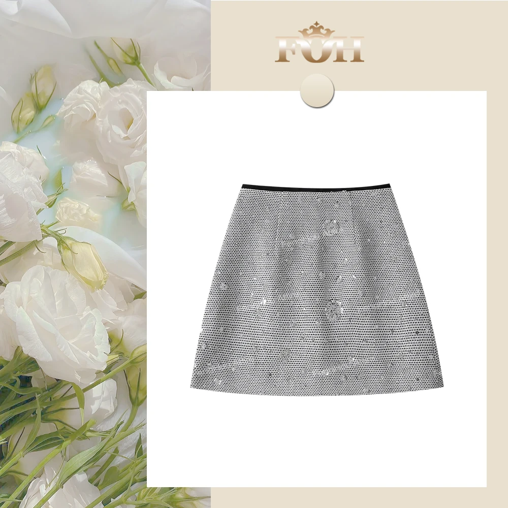 【封后轻奢设计】【绰约多姿】2025春款时尚亮片设计感显瘦短裙56A22