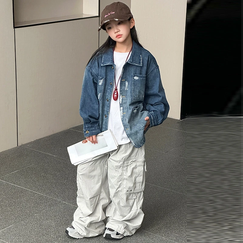 女童牛仔外套秋装2025新款潮流中大童宝宝秋季外套儿童上衣春秋款