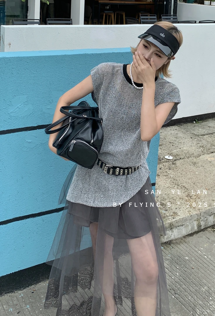 SYL2025夏季新款时尚性感网眼镂空T恤69301