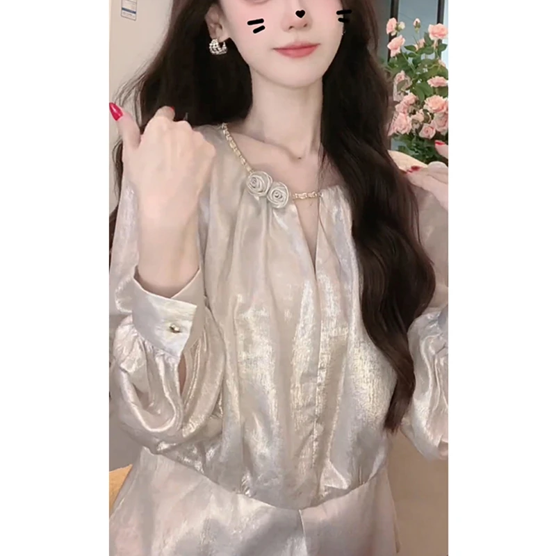 法式气质小香风长袖衬衫女2025新款轻奢高级感衬衣秋冬季上衣
