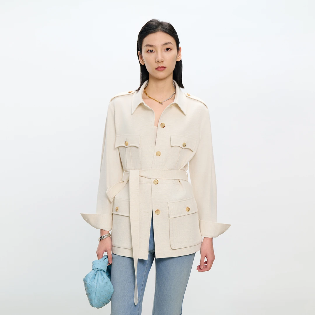 CEMO早春 G家同源面料 猎装工装短款薄款风衣外套女CM60225056