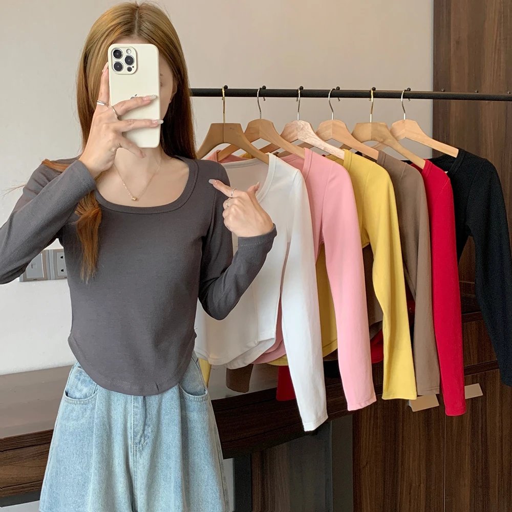 新款大码女装新款韩版百搭休闲纯色T恤2170