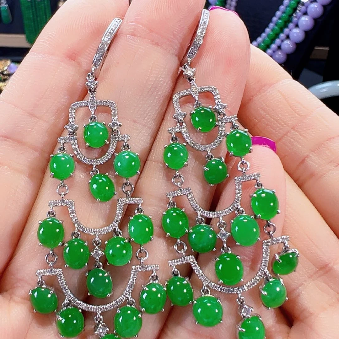 翡翠18K金镶嵌耳饰签收后24小时鉴赏期