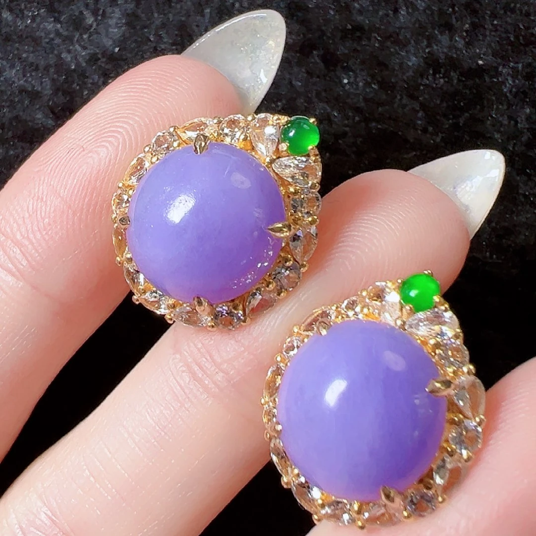 翡翠耳饰18K金镶嵌签收后24小时鉴赏期，过时不退