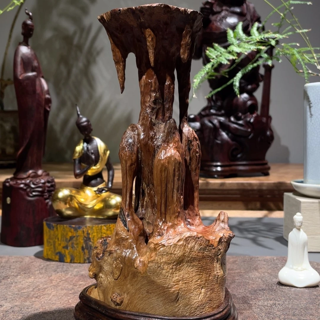 紫***光木荔枝木底座香炉工艺品