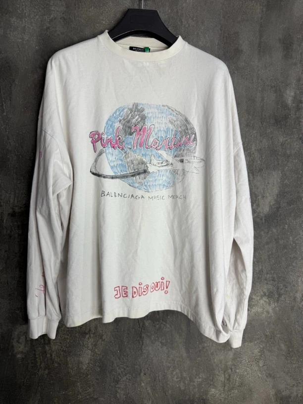 3码*1 全新未使用/Balenciaga Pink Martini乐队涂鸦长袖/12520