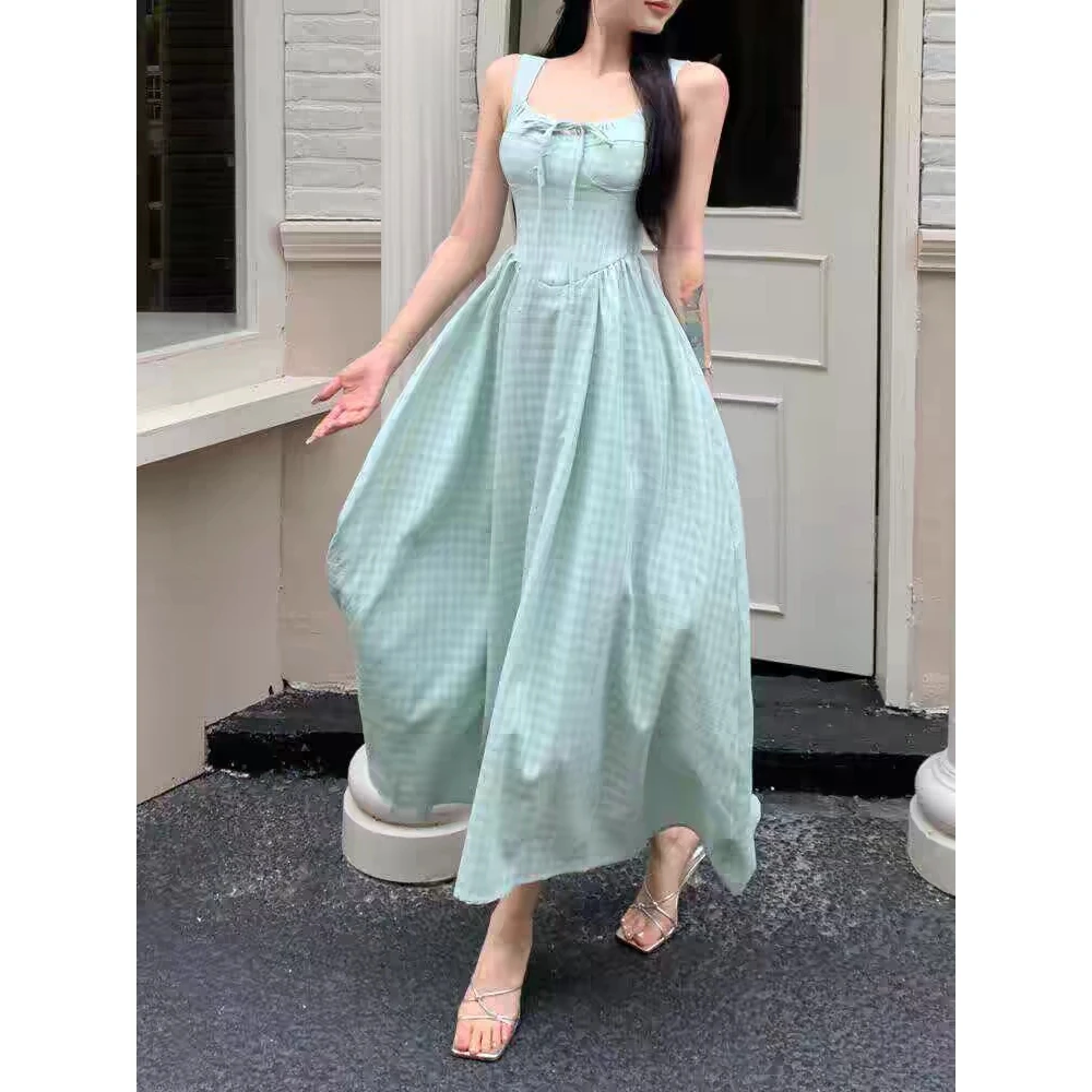 【小巧定制】XQ2021夏季新款格子大码连衣裙