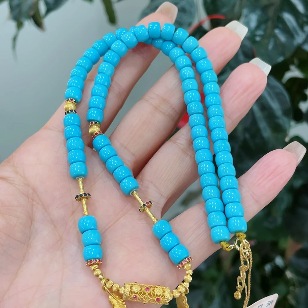 绿松石颈饰18K金镶嵌