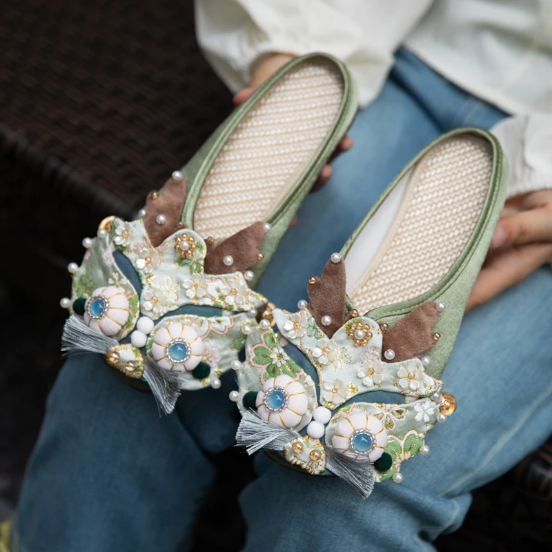 汉服拖鞋2025年夏季新款成人手工虎头鞋复古民族风新中式绣花拖鞋