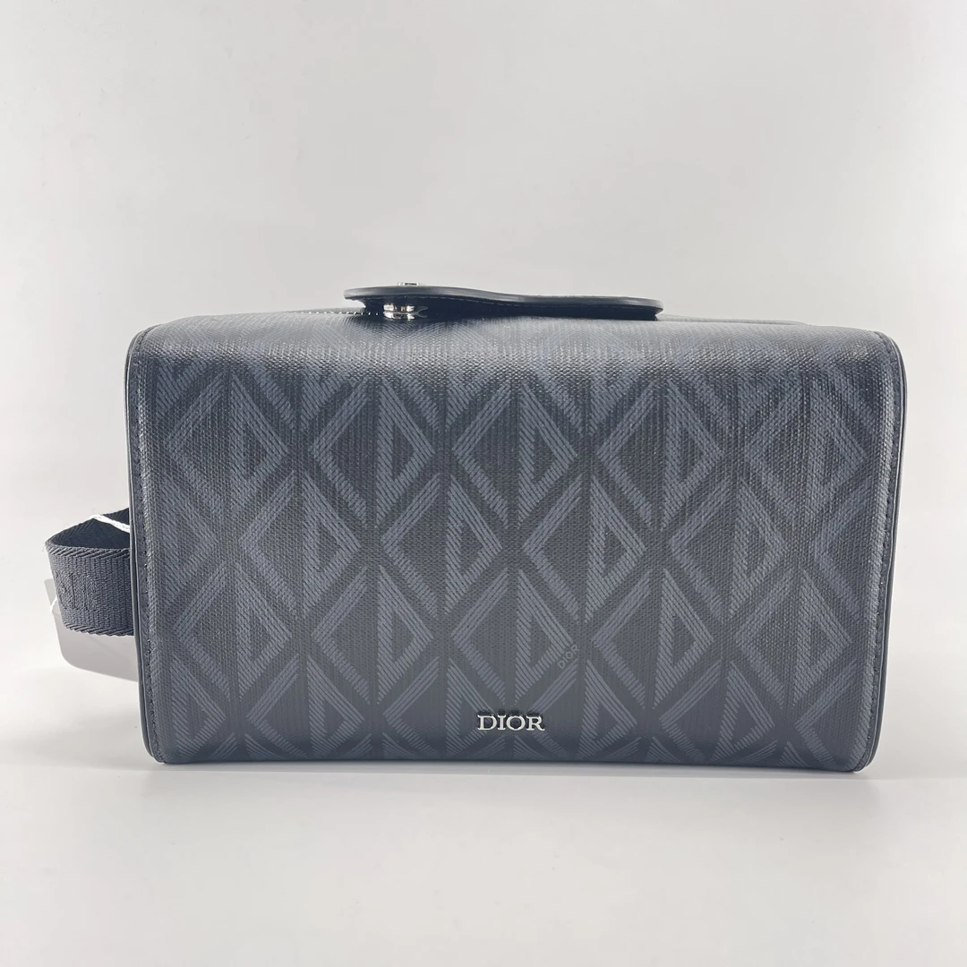 99新 DIOR/迪奥 迪奥黑色印花盥洗包/ZH10314男士长款大号翻盖