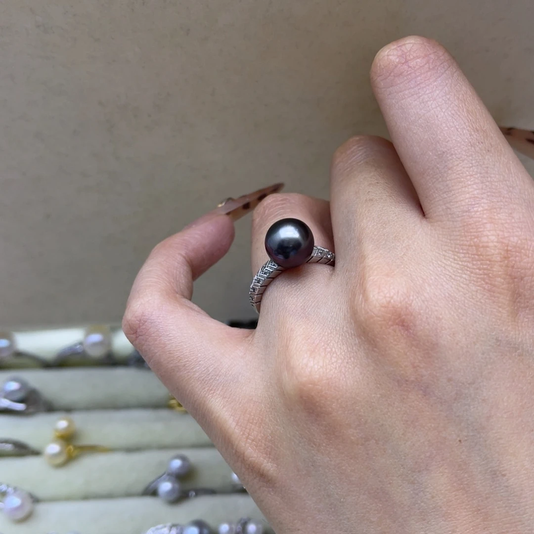 银S925镶嵌海水珍珠戒圈