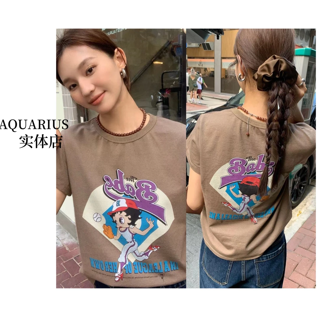 【AQUARIUS 】（萌趣棒球风）印花短袖上衣9915