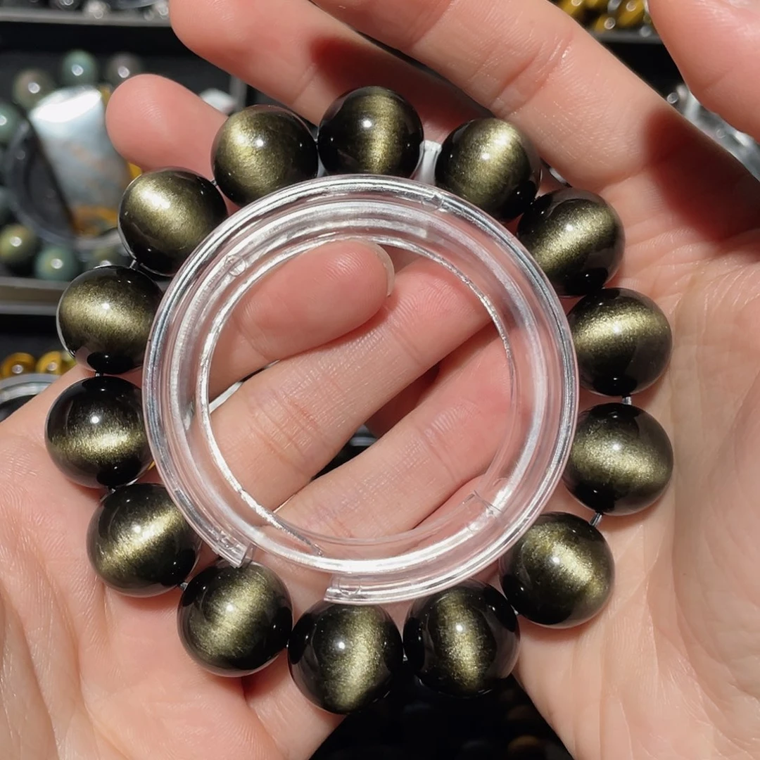 亚***）黑曜岩未镶嵌手链