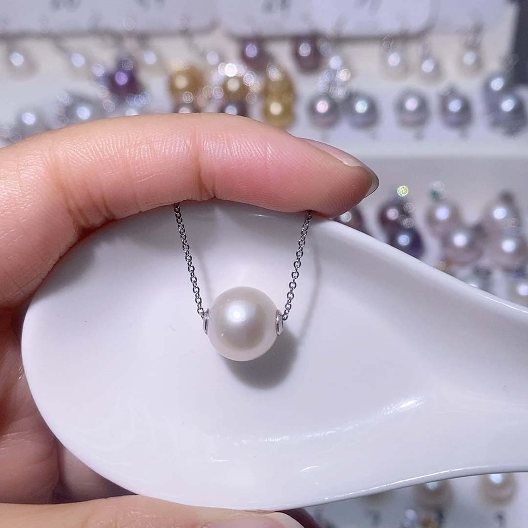 淡水珍珠吊坠(赠链)银S925镶嵌尺寸10/11毫米