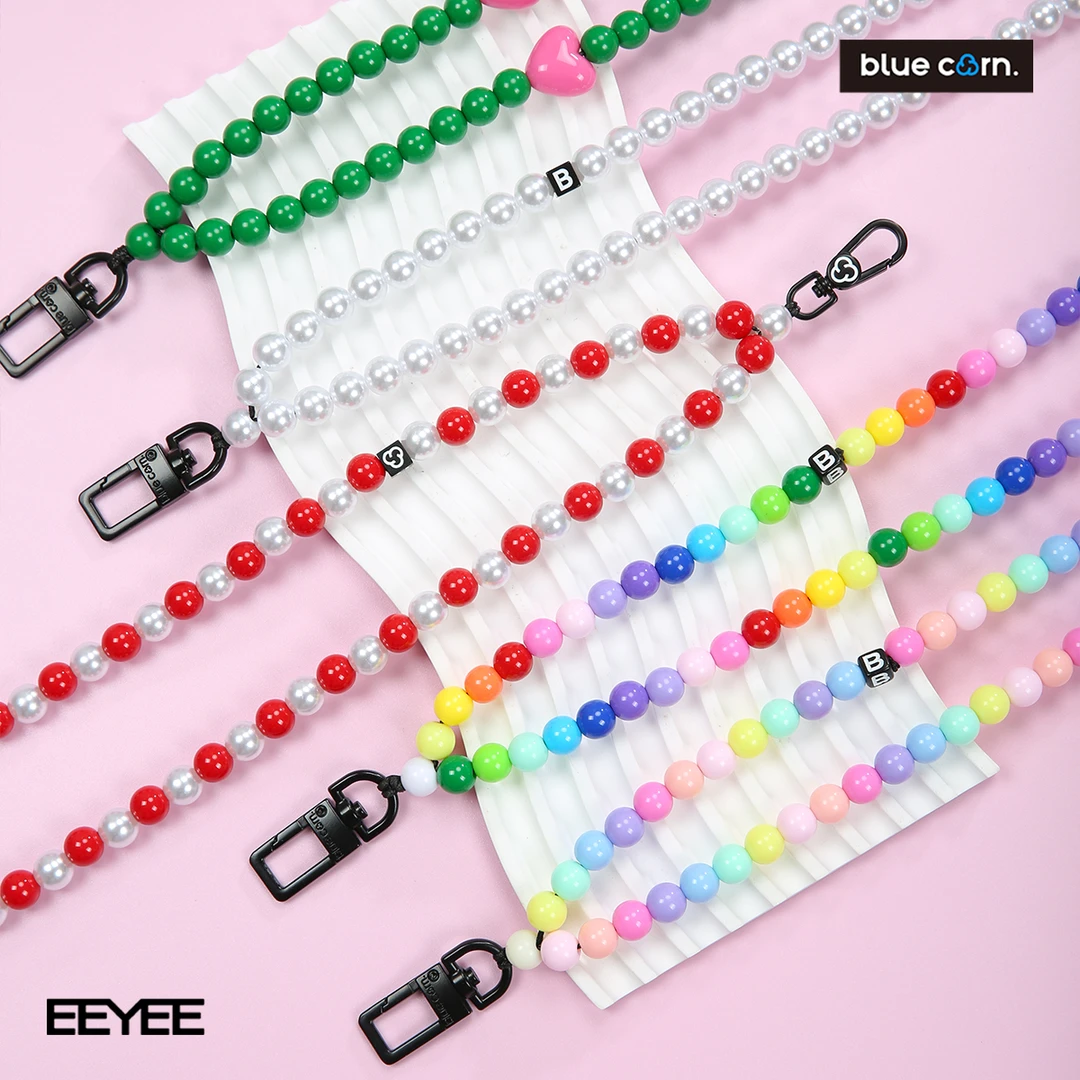 Bluecorn伊亚伊原创彩虹多巴胺串珠时尚斜挎肩带通用手机挂绳