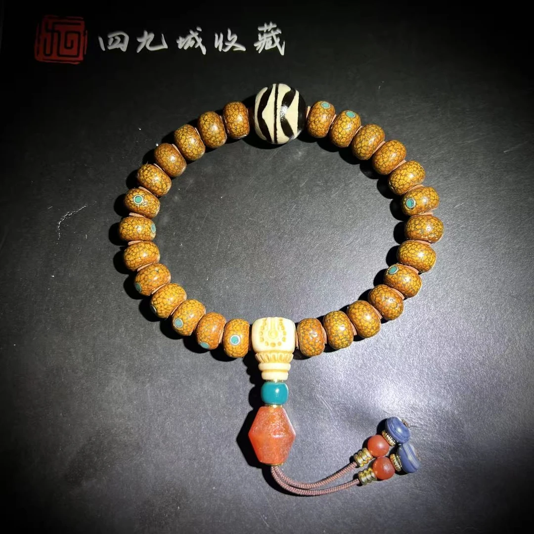 四九收藏虎牙天珠配星月菩提手串12+满带开片男女同款3200462