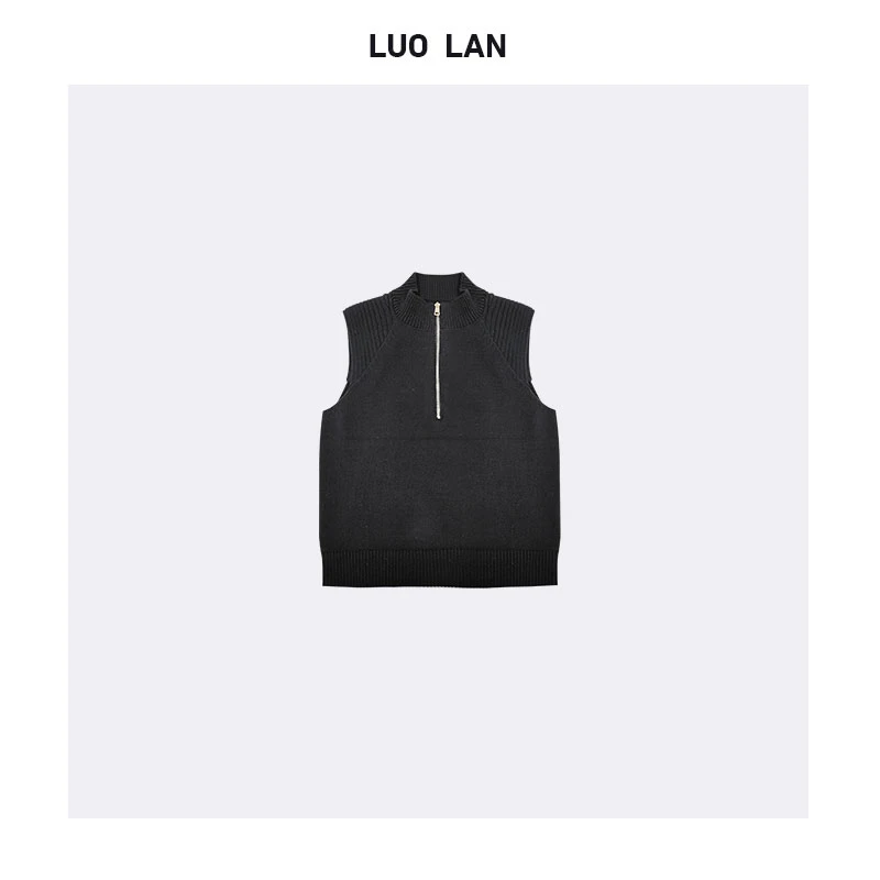 DAMEI OOTD 2024秋冬女装设计感显瘦半拉链背心马甲 YLM00212