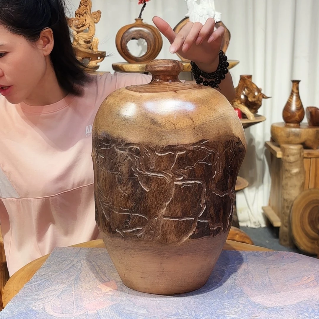 香樟木花瓶摆件工艺品