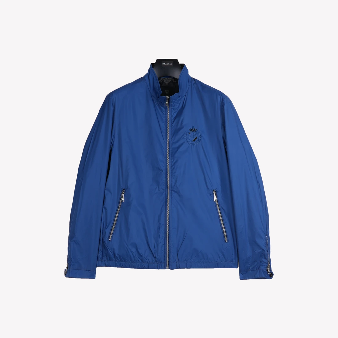 F&M男士新品潮牌立领时尚简约纯色刺绣防风夹克时尚立领外套