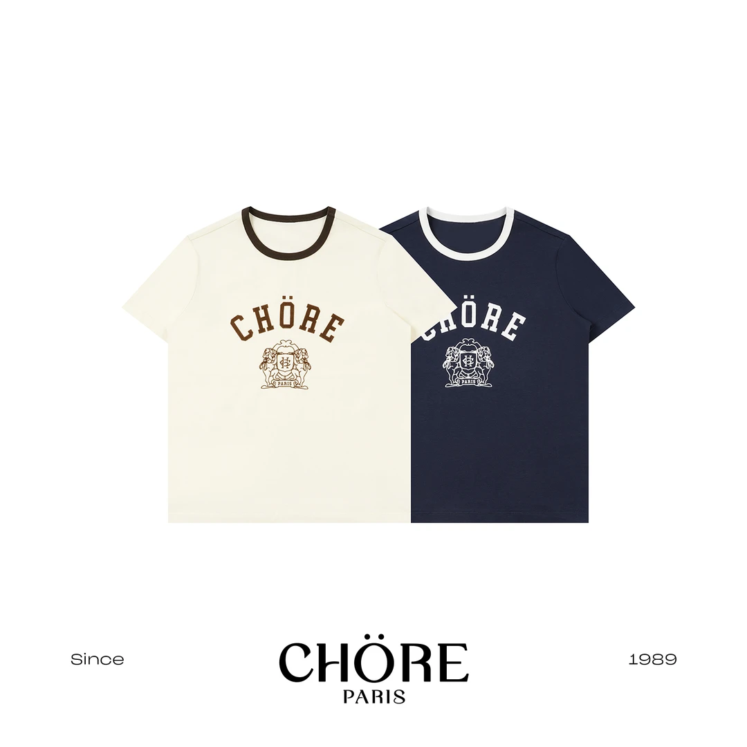 Chore PARIS/T恤-夏季新款设计师美式运动狮子字母短袖/TXAL53062
