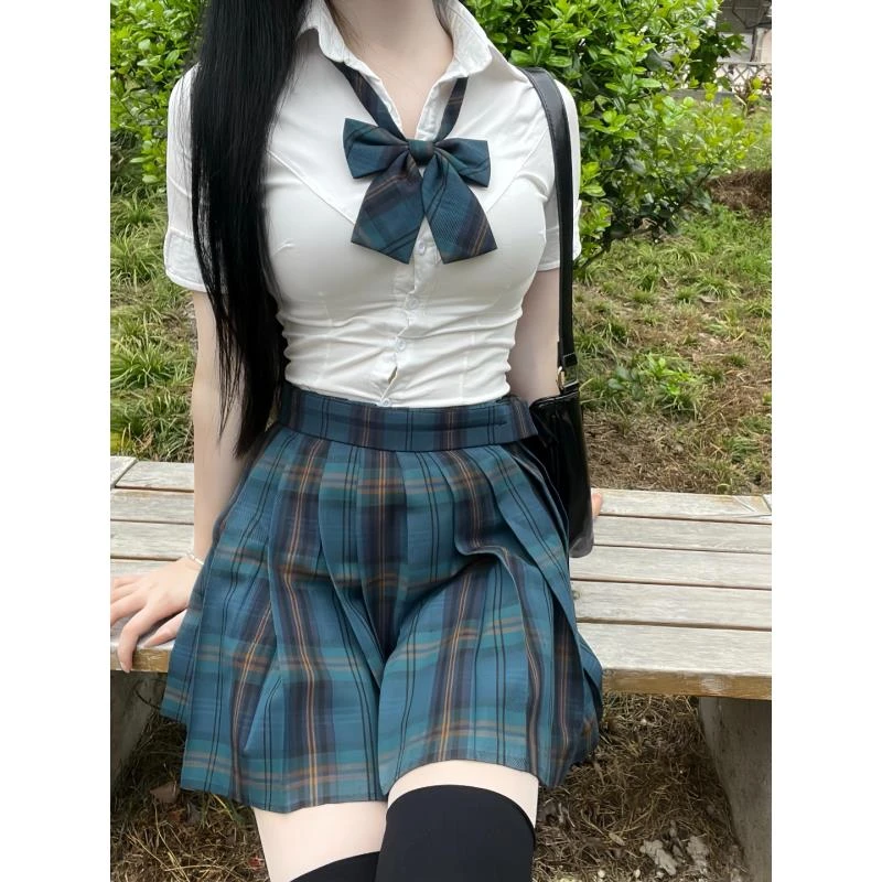 【雀羽】+小野霖辣妹收腰衬衫 TR面料校供感深绿色学院风正统JK制服