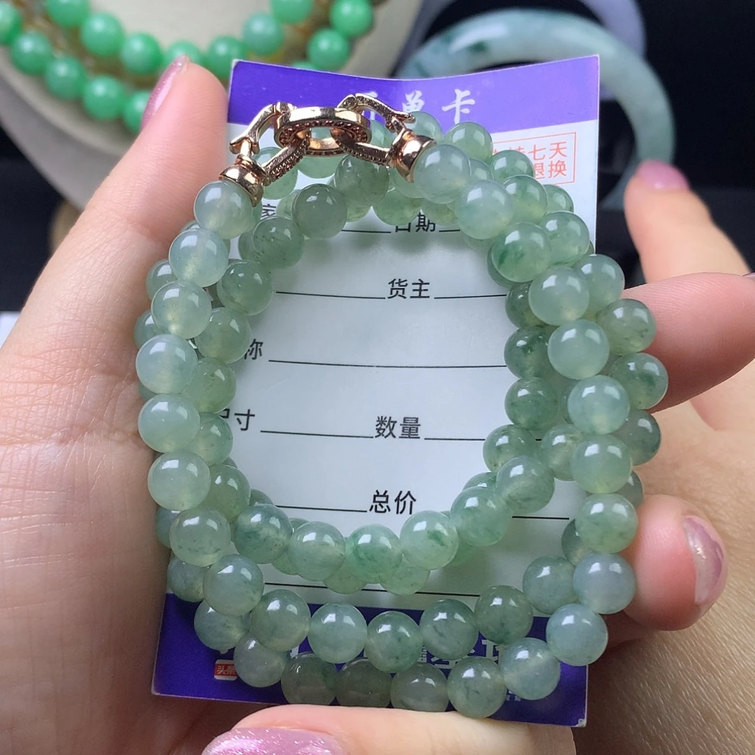 翡翠未镶嵌手链卡6.9