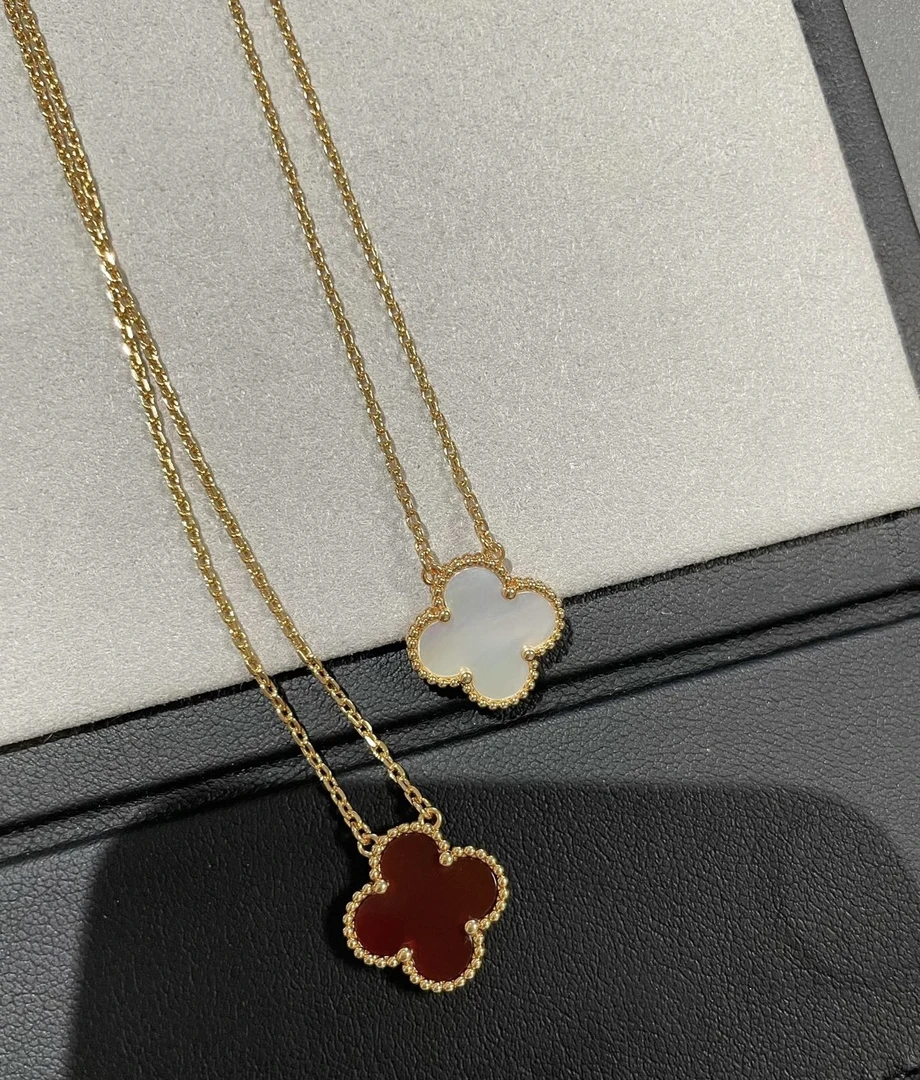 合金项链 【JY】四叶草单花项链白色锁骨链高版本轻奢时尚送礼必备