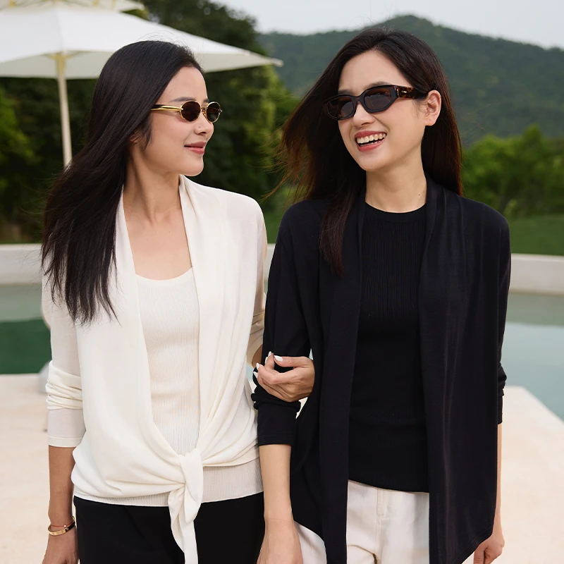 COLINWANG-优雅随行|奢牌质感真丝优雅极简针织开衫/短袖/背心