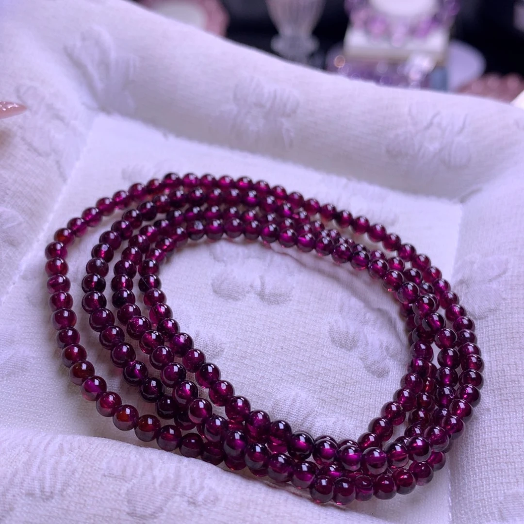 未镶嵌水晶手链多圈石榴石3+