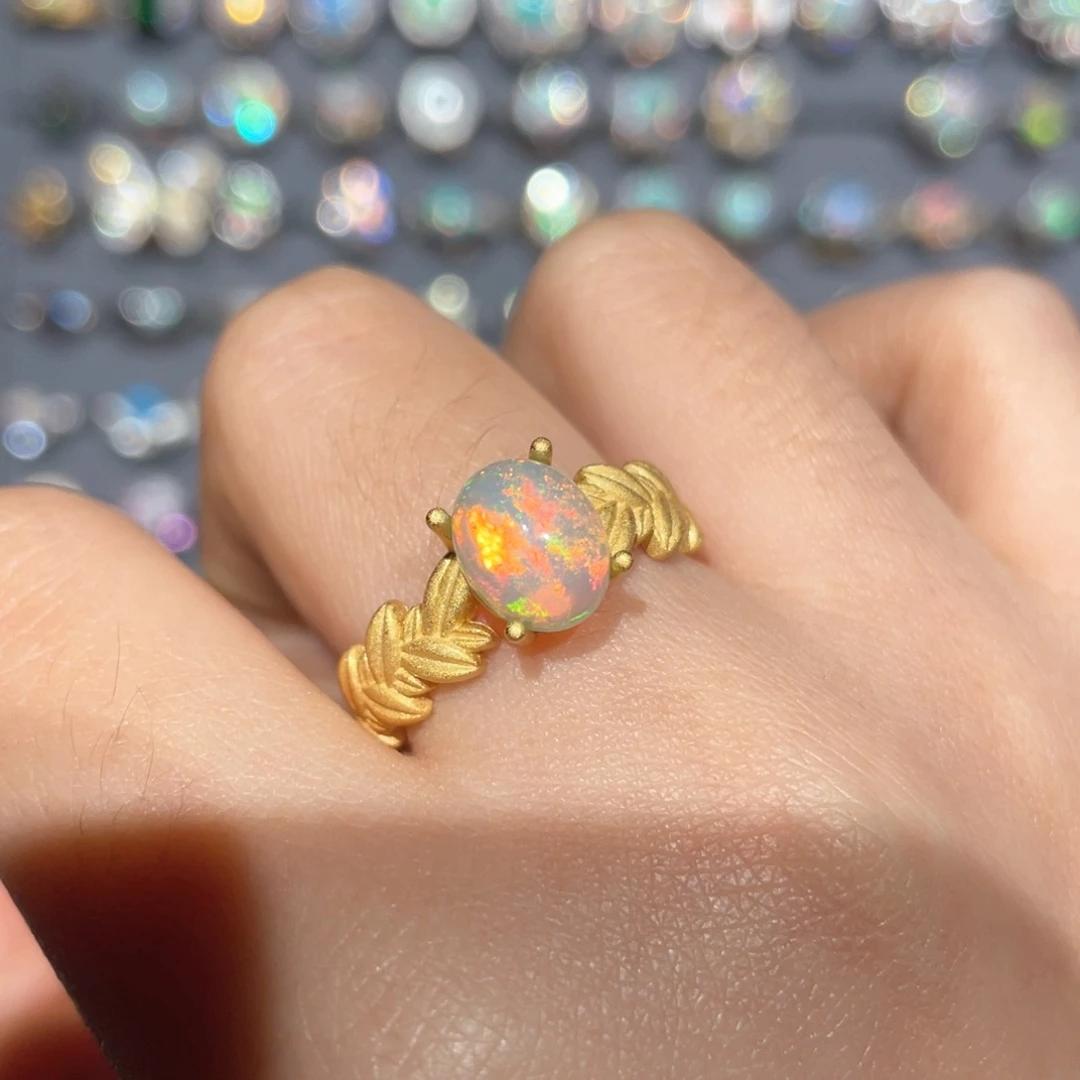 欧泊银S925镶嵌欧泊戒指