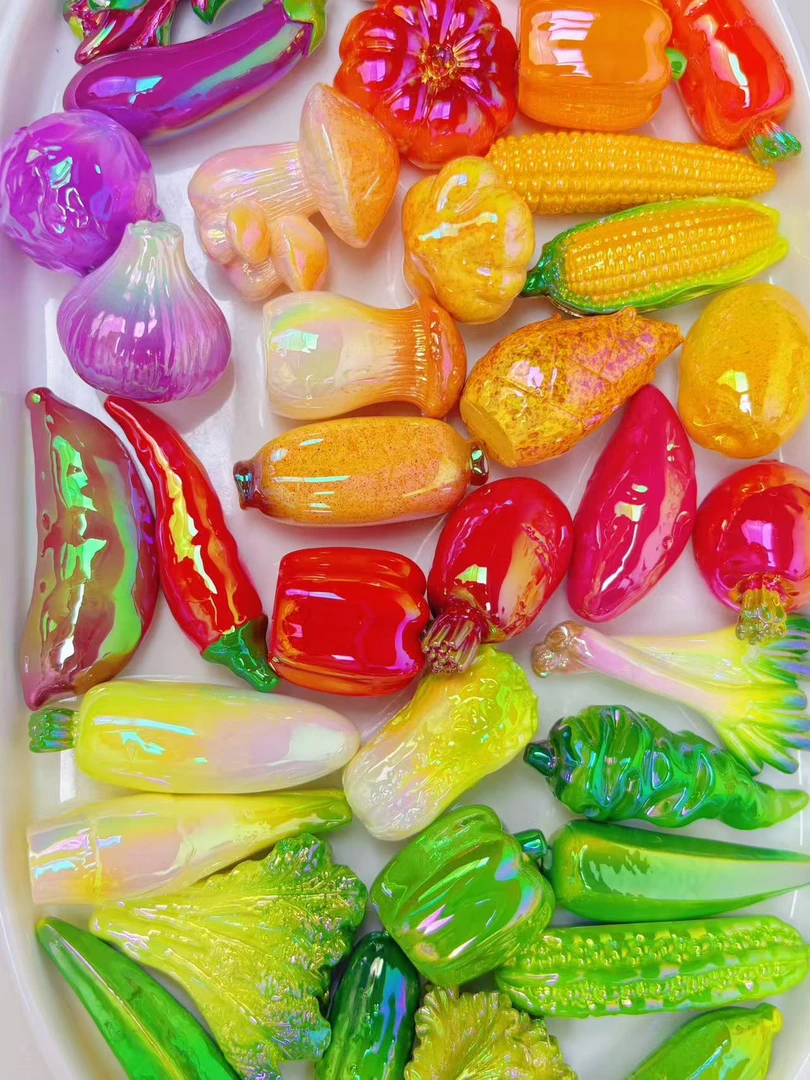 (电镀实色蔬菜) 仿真食玩树脂DIY饰品手工创意桌面微景观小摆件