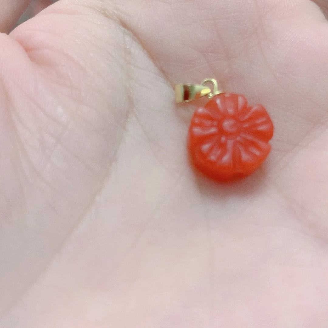 南红玛瑙银S925镶嵌吊坠(不含链)