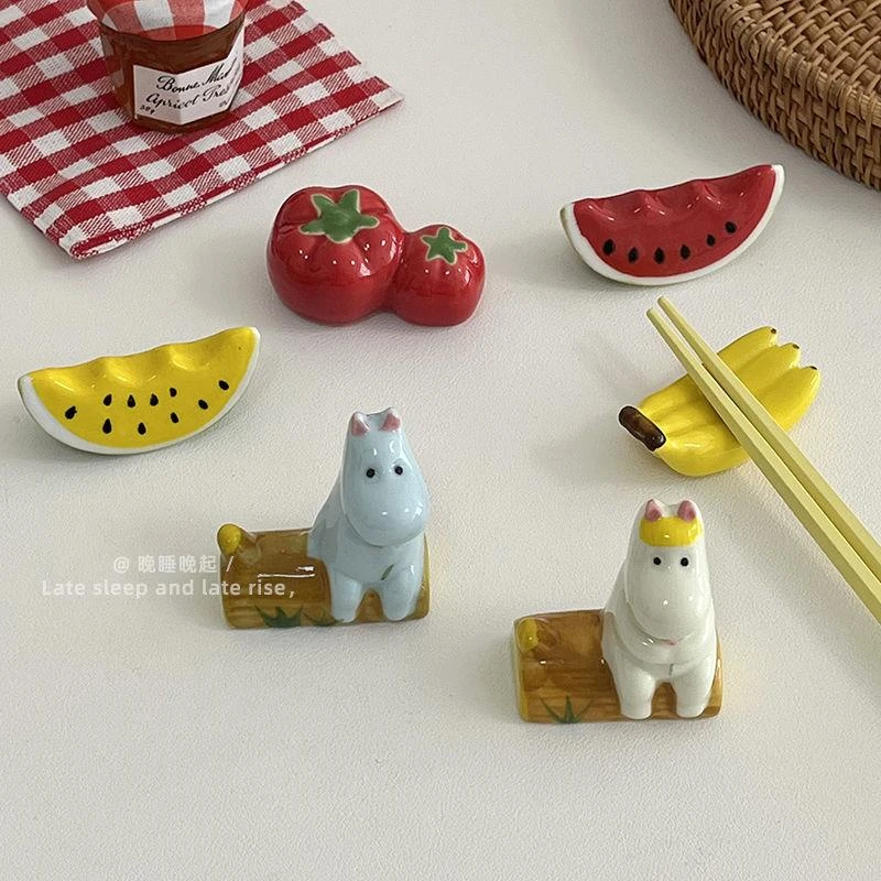 ins风可爱陶瓷筷子托卡通情侣筷子架日式筷子架餐桌摆件装饰餐具