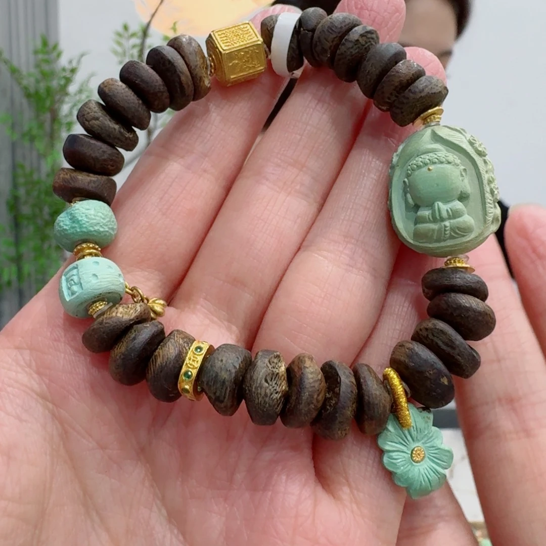 绿松石18K金镶嵌珠宝奇石