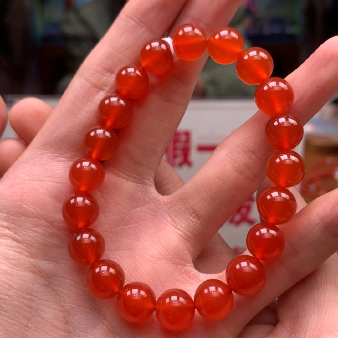南红玛瑙手串未镶嵌大**市河湾冰红9mm