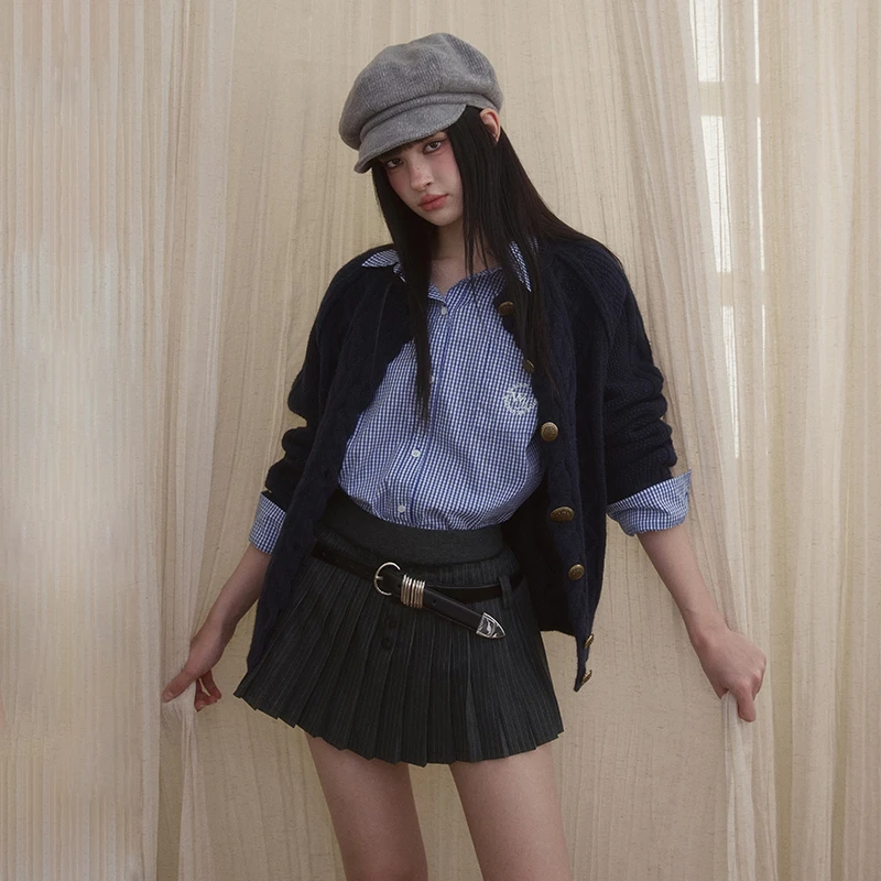 wooha 吾哈2025春季新款慵懒风毛衣甜美百搭针织开衫