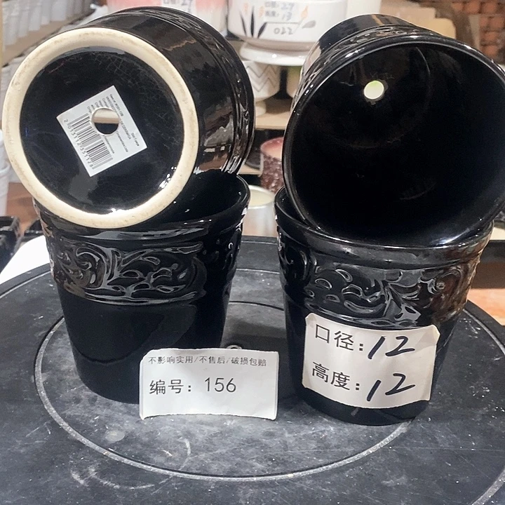 微瑕花盆-156-口12×12-4个黑