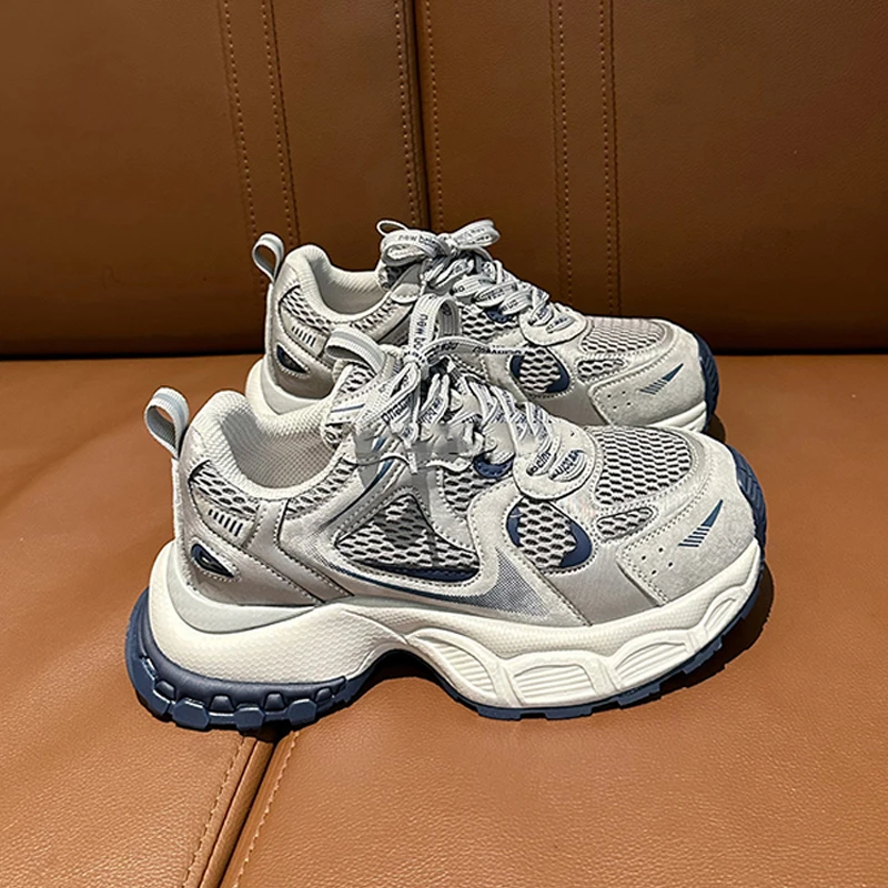 欧洲站真皮爆款老爹鞋女ins潮2025秋季新款厚底增高休闲鞋女鞋子